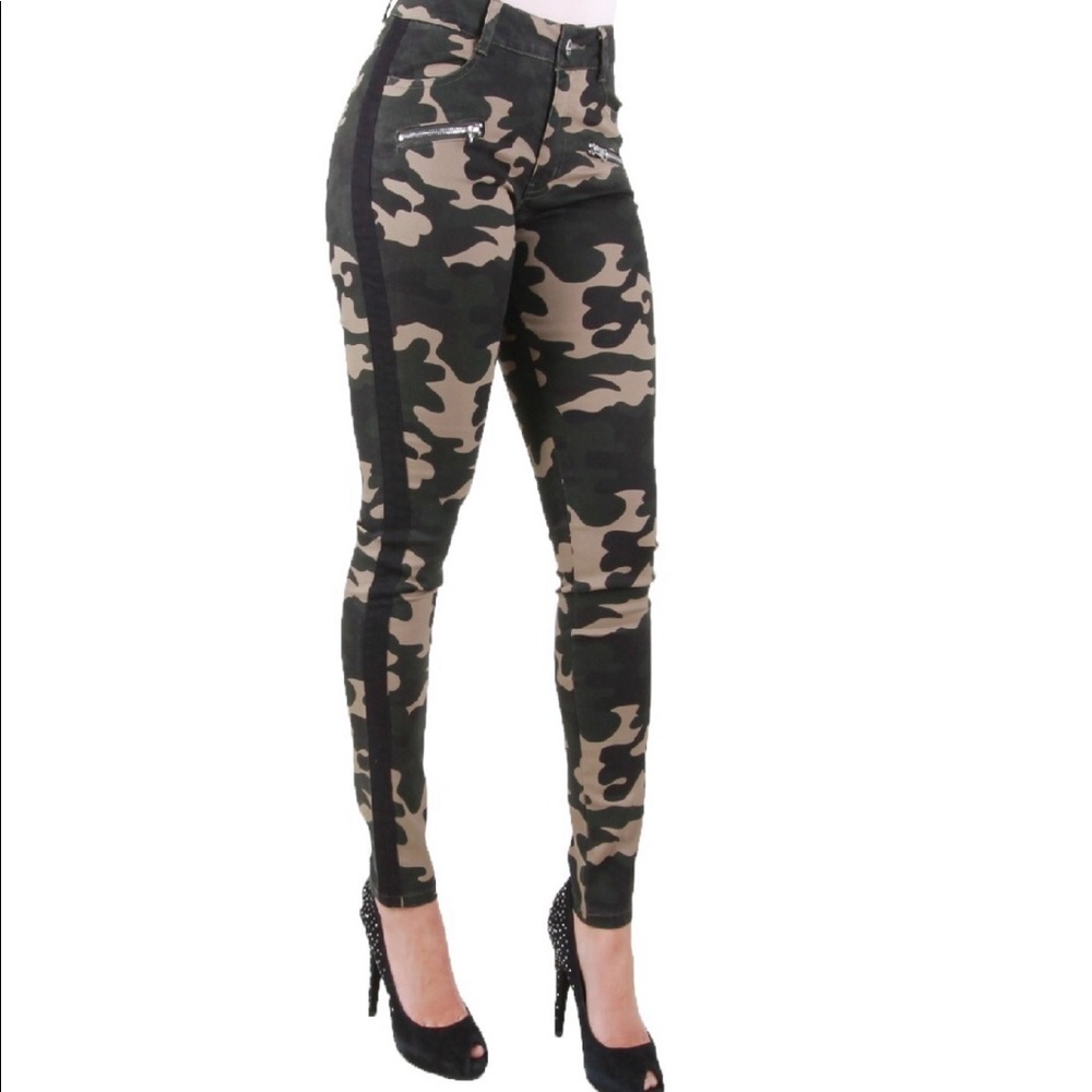 Camo Army Green Camoflauge Stretch Jeans